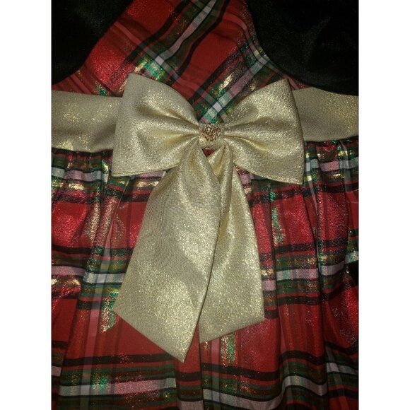 NWT Sweet Charmers Girls Plus Size 18.5 Christmas Plaid Dress With Cover Up - Picture 3 of 8